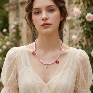 Collar de perlas rosadas