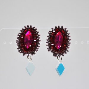 Aros cristales bordados fucsia