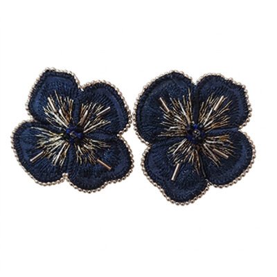Aros flor azul marino