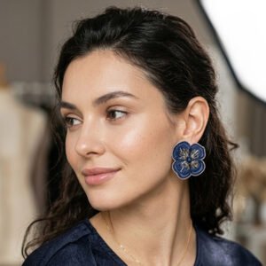 Aros flor azul marino