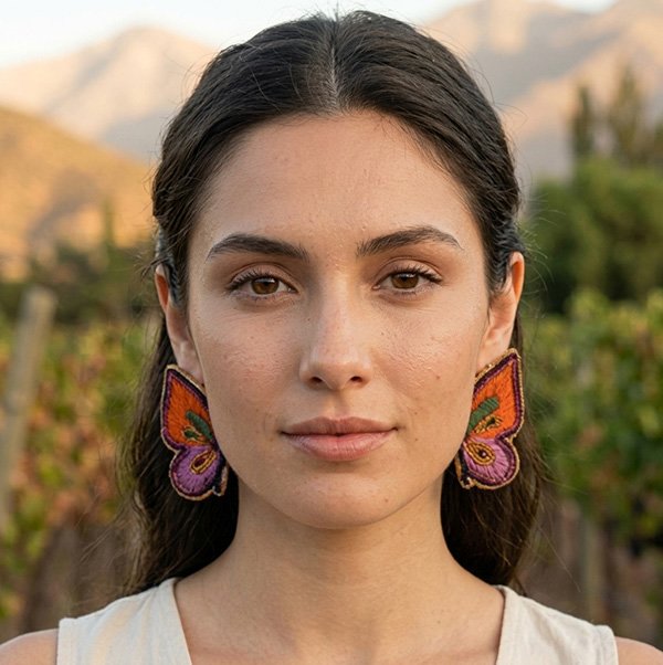 Aros de mariposa bordados